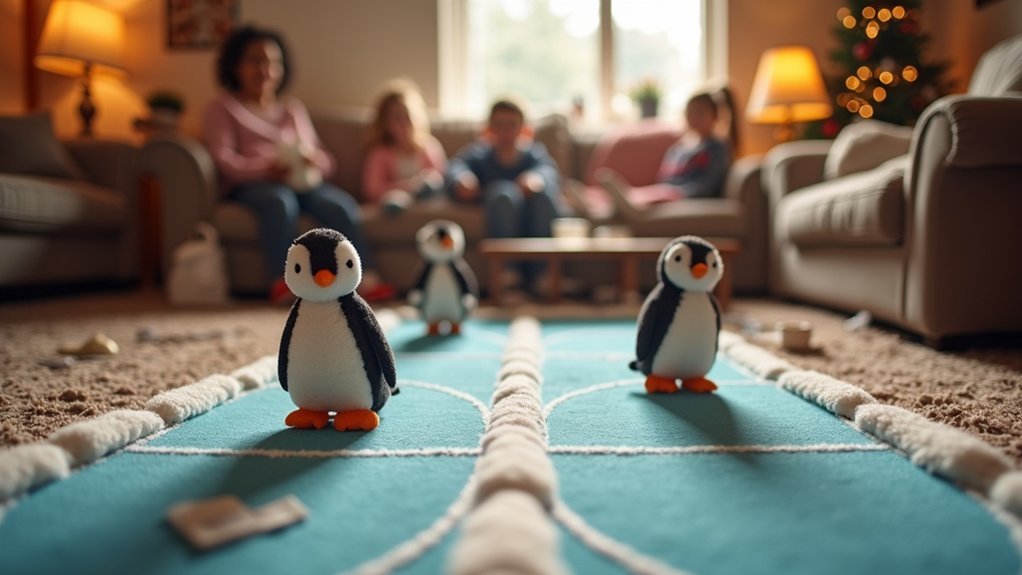 penguin themed indoor obstacle relay