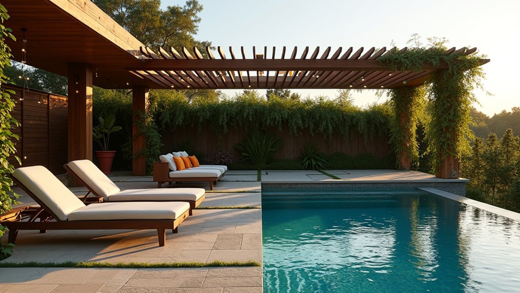 pergola enhances pool aesthetics