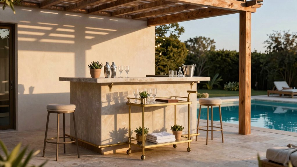 poolside bar under pergola