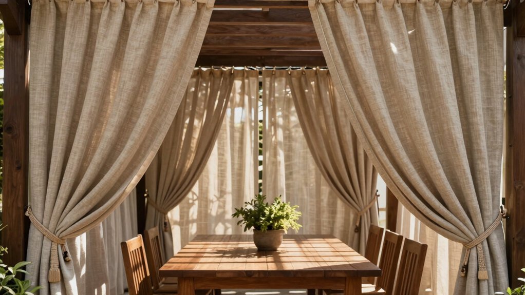 privacy enhancing pergola curtains for comfort