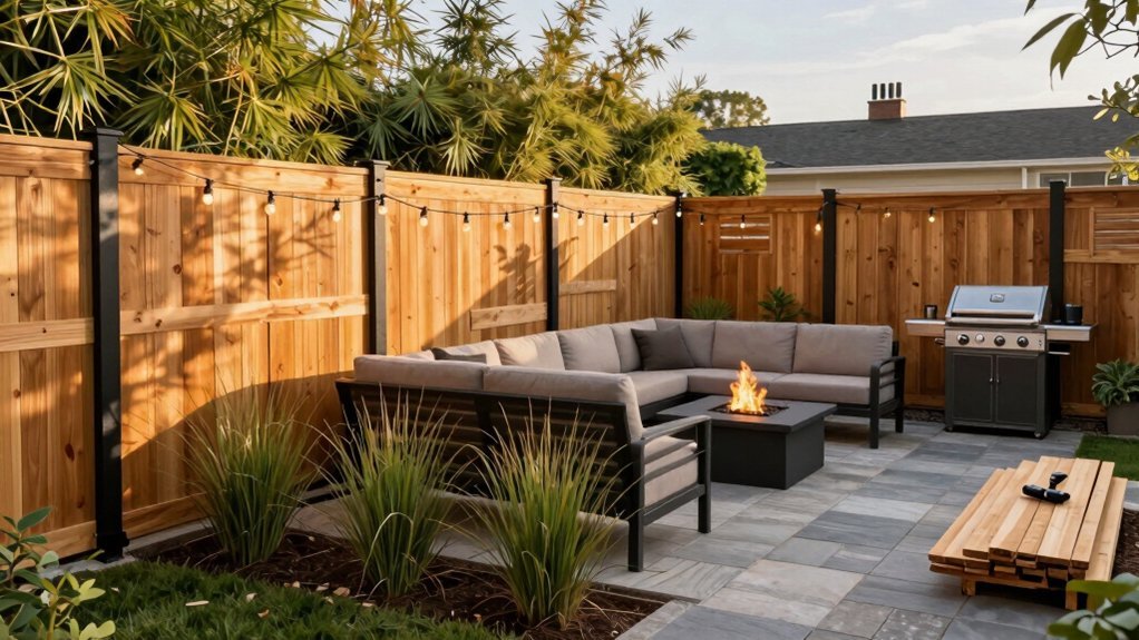 privacy fence design for entertainment areas