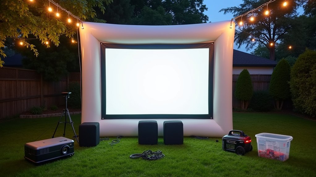 quick inflatable outdoor movie setup