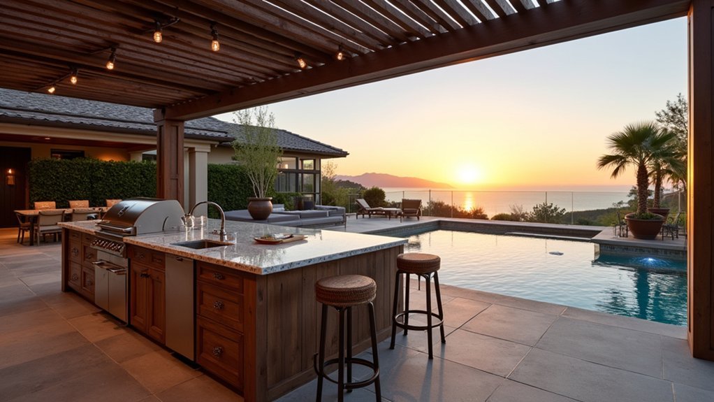 seamless poolside cooking layout