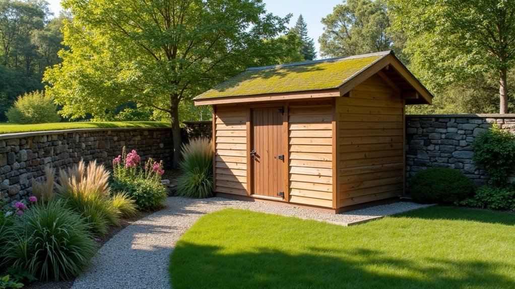 shed design complements landscape