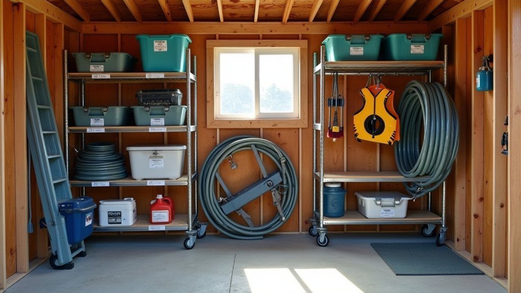 smart shelving for pool equipment