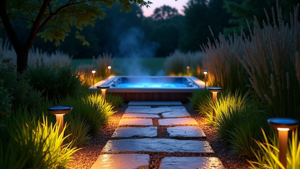 staggered warm tone solar lighting