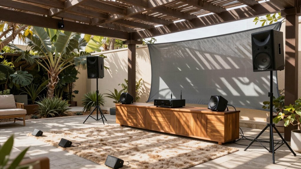 strategic outdoor speaker placement distributes evenly