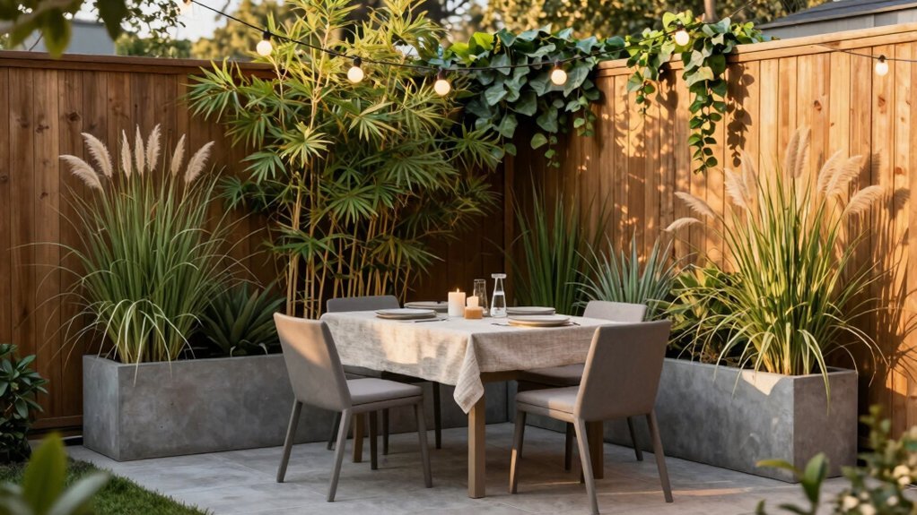 strategic planters create privacy zones