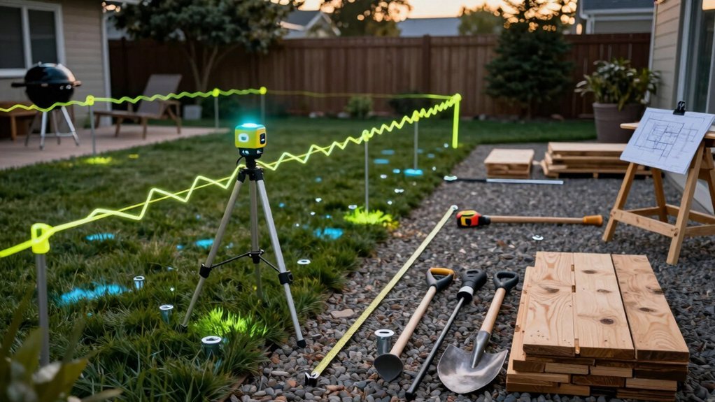 string lines mark fence 8 foot sections