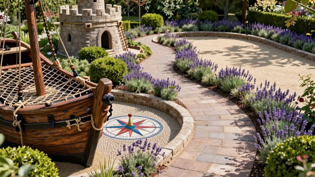 themed play zones integrated with garden features