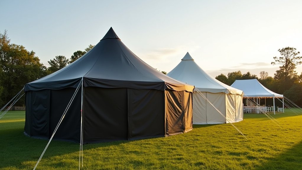 three outdoor event tent sizes