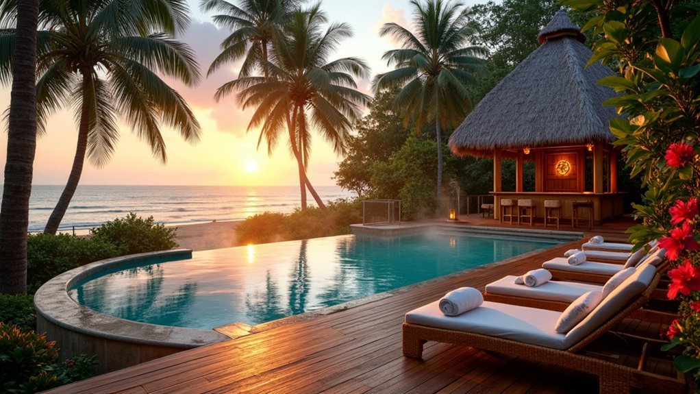 tiki bar tropical pool deck