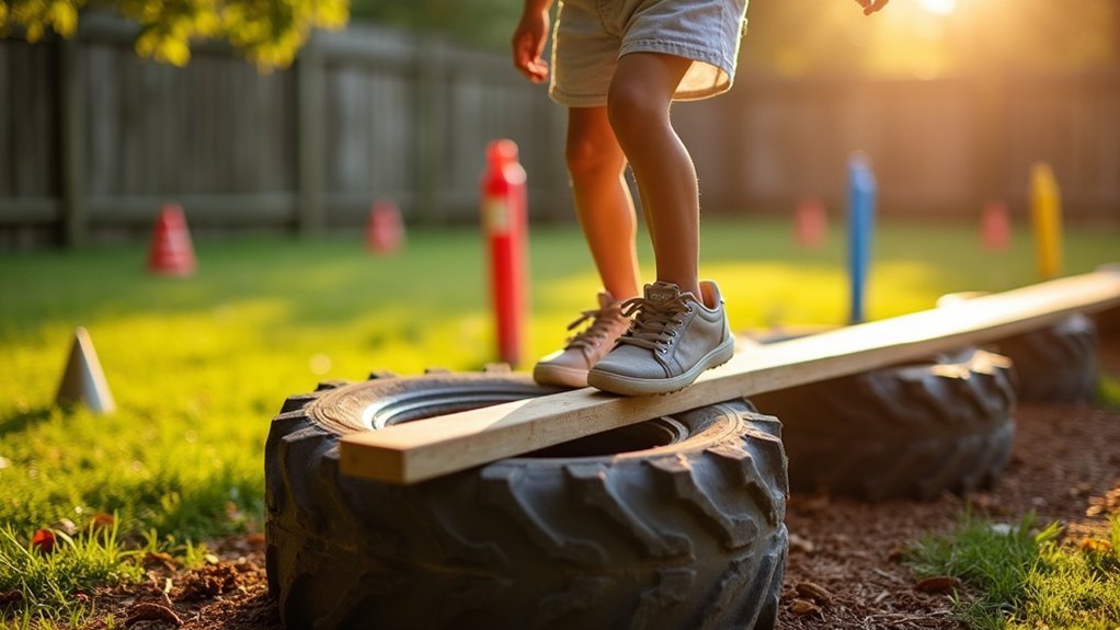 tire run and balance beam