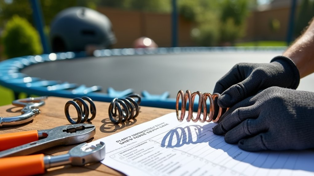trampoline spring tool safety setup