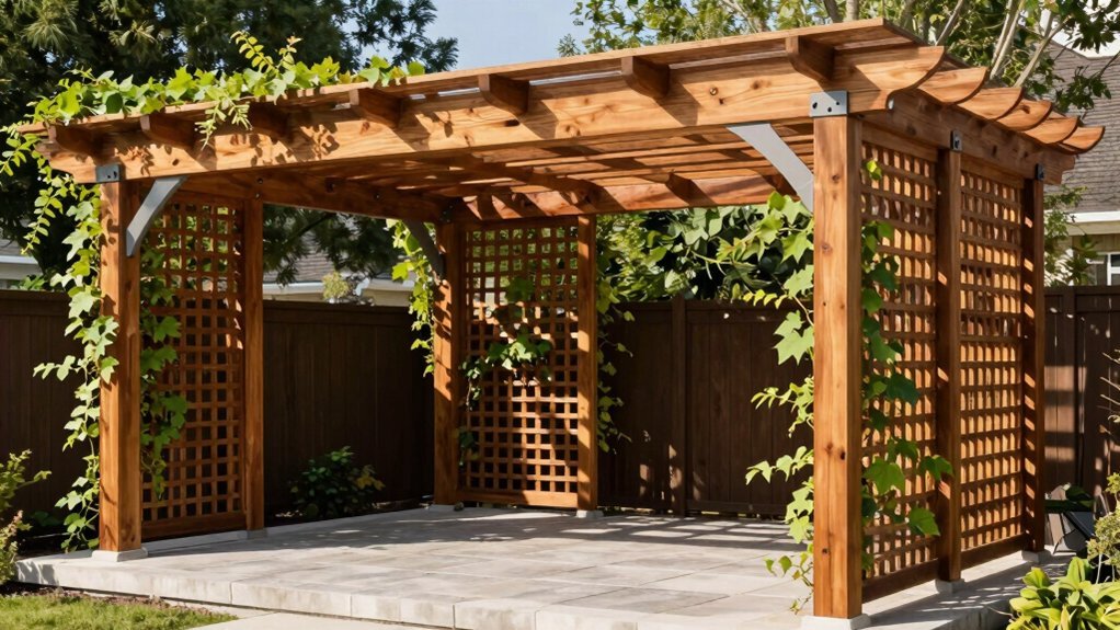 two posts house attached pergola