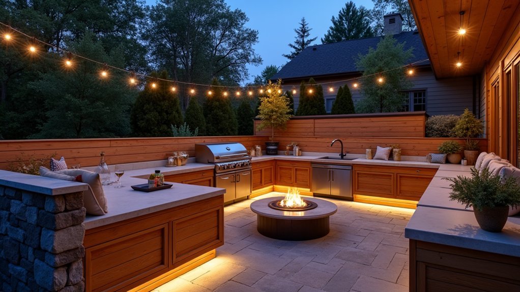 u shaped wraparound deck kitchen