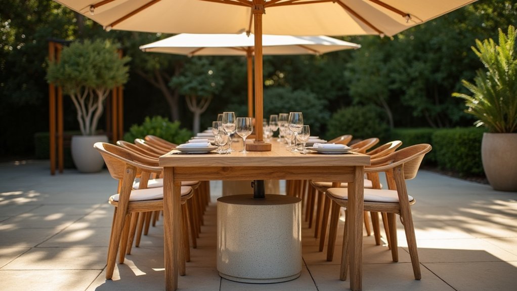 umbrella base complements table aesthetics