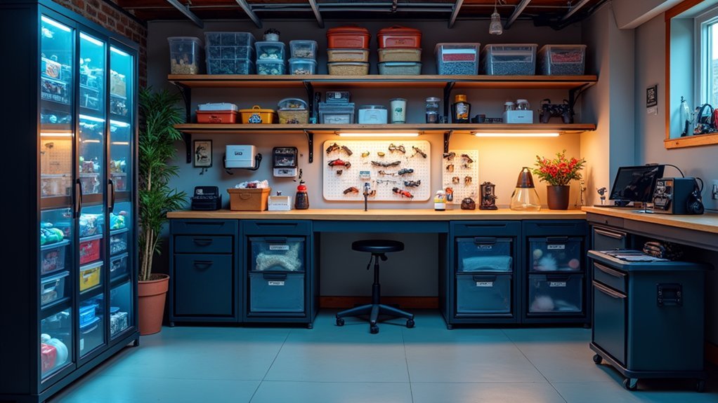 uniform baskets maximize basement shelf space