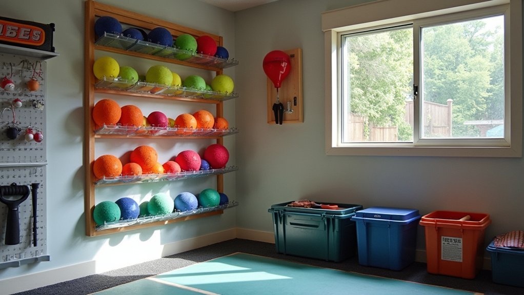 vertical ball storage with wall racks