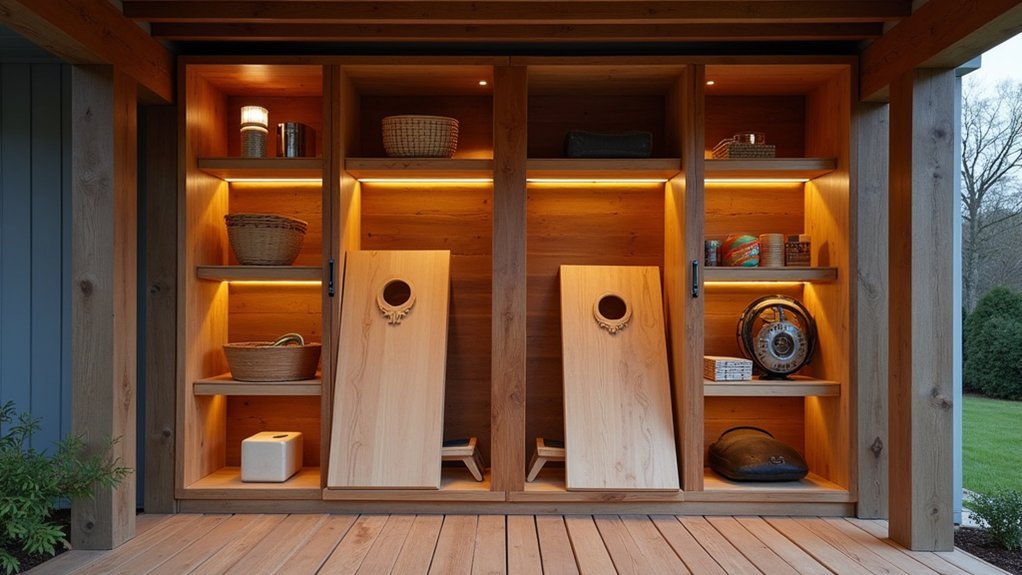 vertical outdoor storage solutions for oversized lawn games