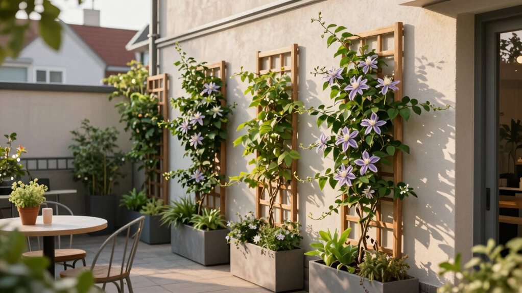 vertical trellis privacy screens maximize small space gardening