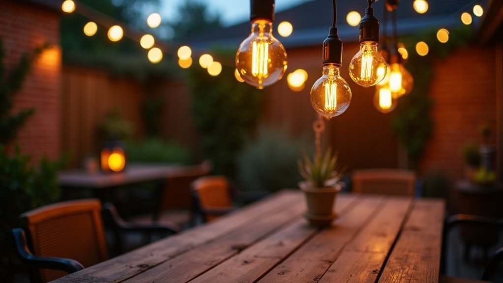 warm vintage outdoor filament lighting