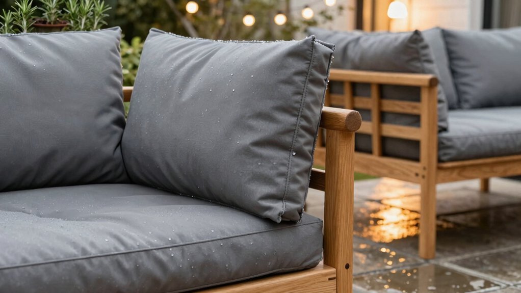 water repellent fast drying cushions with coatings