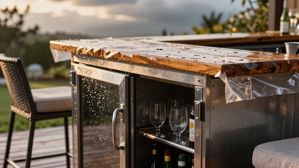 weather resistant outdoor bar storage protection