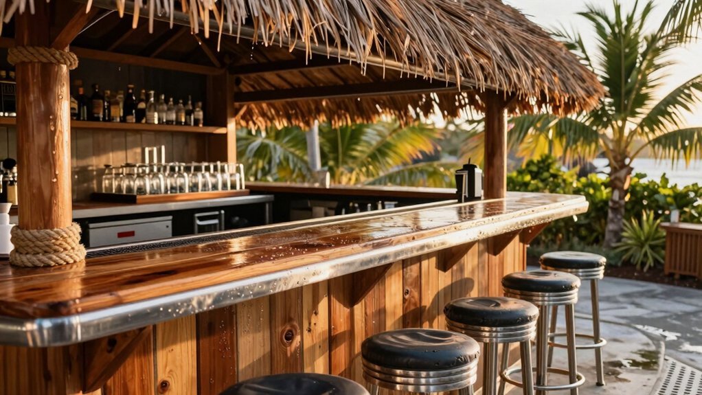weatherproof outdoor bar construction durability