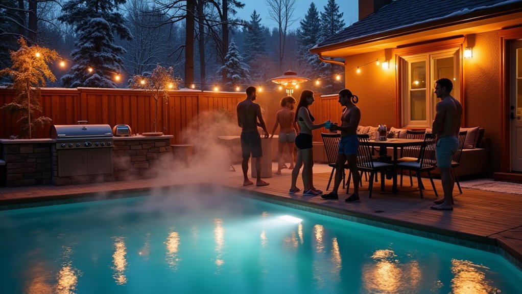 winter pool 85f spa 100 102f heat 12h cover on