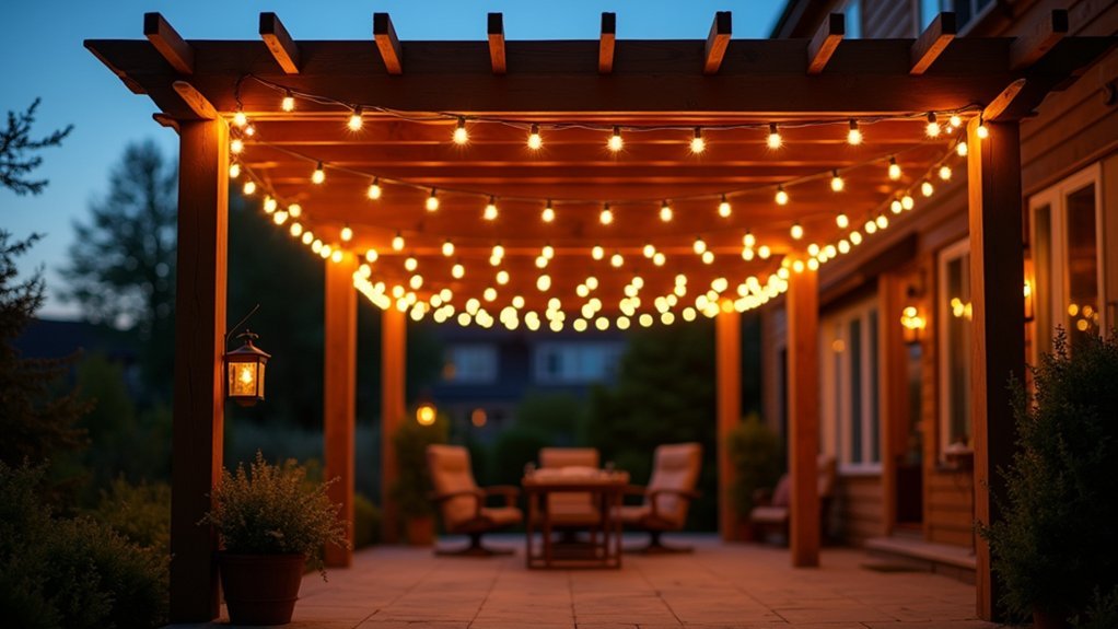 zigzag diagonal pergola lighting